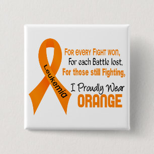 Leukaemia I Proudly Wear Orange 2 Inch Square Button