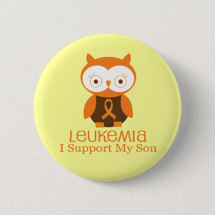 Leukaemia I Support My Son Owl Awareness 2 Inch Round Button