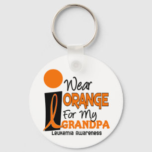 Leukaemia I WEAR ORANGE FOR MY GRANDPA 9 Keychain