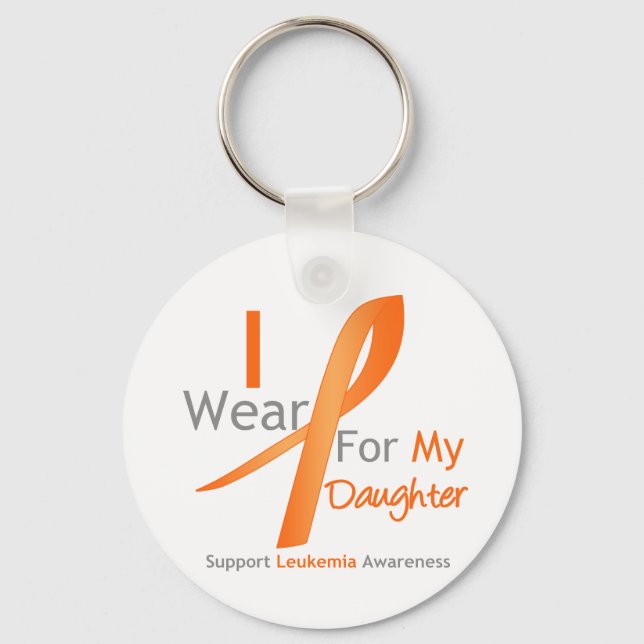 Leukaemia I Wear Orange Ribbon Daughter Keychain (Front)