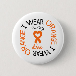 Leukaemia I Wear Orange Ribbon Son (Heart Ribbon) 2 Inch Round Button