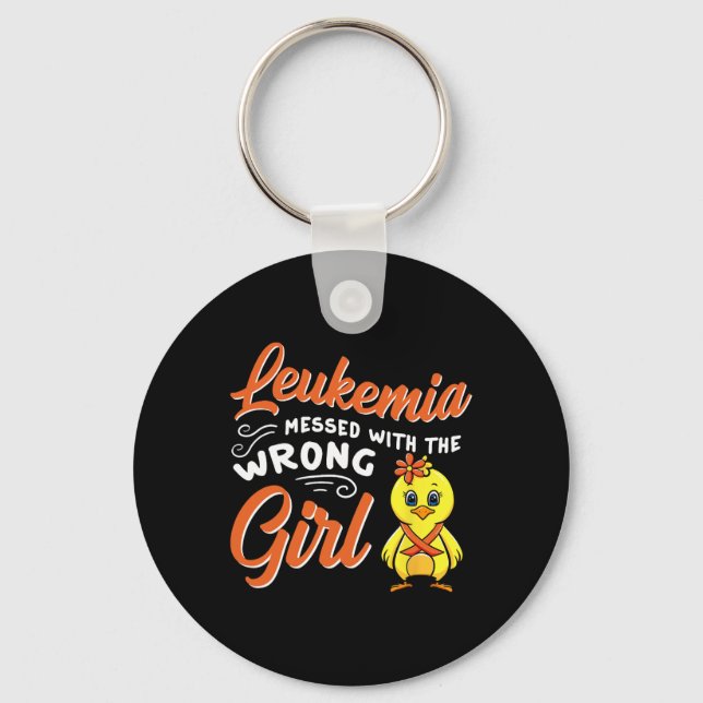Leukaemia Messed With The Wrong Girl Chick Awarene Keychain (Front)