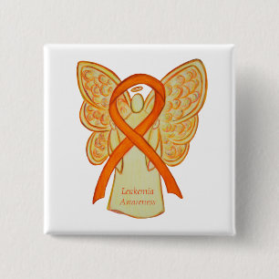 Leukaemia Orange Awareness Ribbon Angel Art Pins