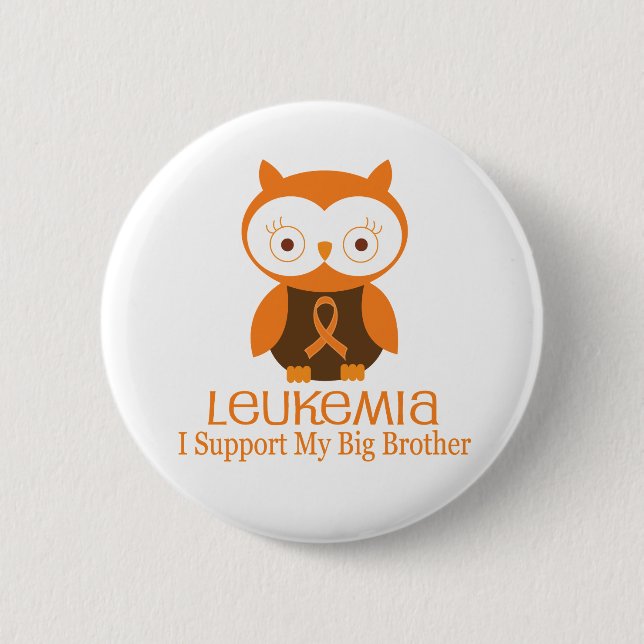 Leukaemia Orange Ribbon Button Big Brother (Front)