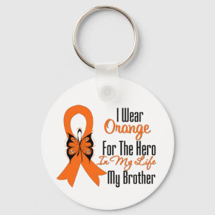Leukaemia Orange Ribbon Hero My Brother Keychain