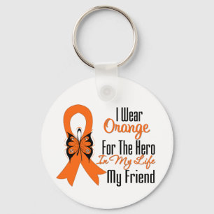 Leukaemia Orange Ribbon Hero My Friend Keychain