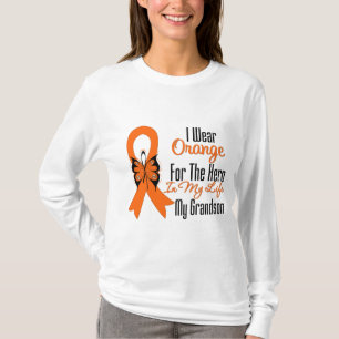 Leukaemia Orange Ribbon Hero My Grandson T-Shirt