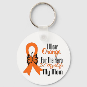 Leukaemia Orange Ribbon Hero My Mom Keychain