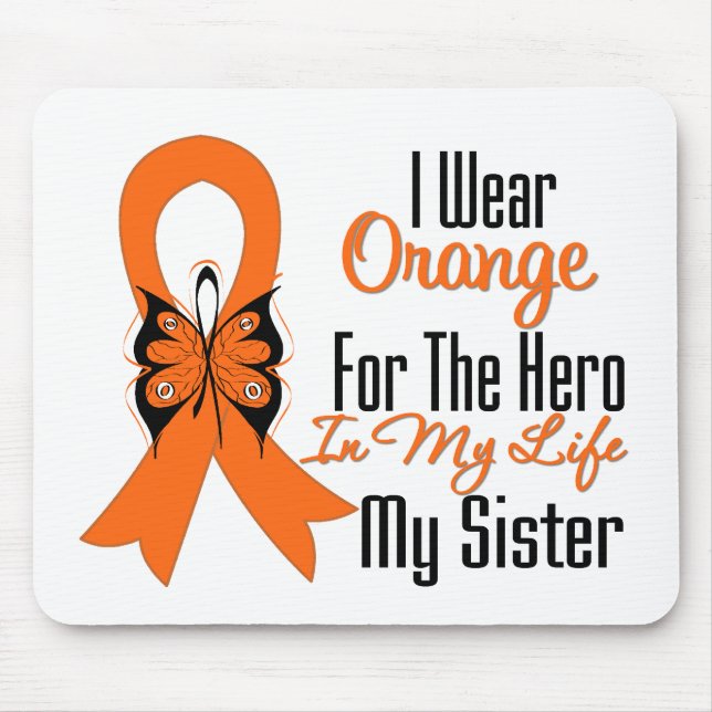 Leukaemia Orange Ribbon Hero My Sister Mouse Pad (Front)