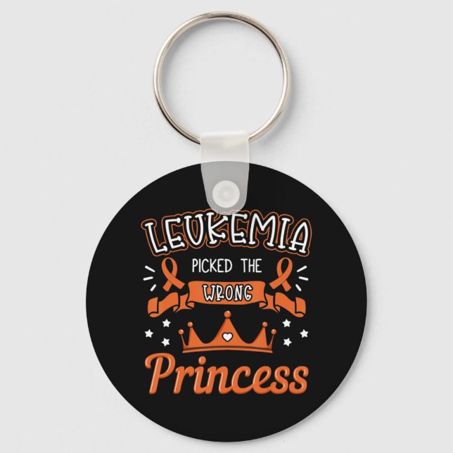 Leukaemia Picked The Wrong Princess Cancer Awarene Keychain (Front)