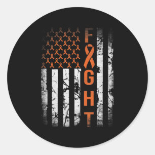 Leukaemia Ribbon Fight American Flag Leukaemia Awa Classic Round Sticker