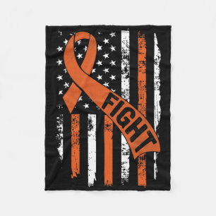 Leukaemia Ribbon Fight American Flag Leukaemia Awa Fleece Blanket