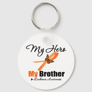 Leukaemia Ribbon My HERO My Brother Keychain