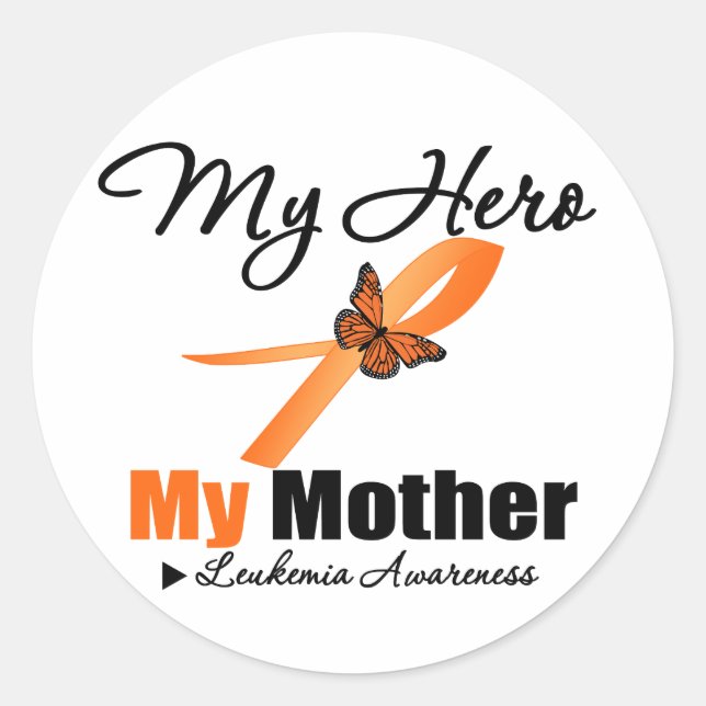 Leukaemia Ribbon My HERO My Mother Classic Round Sticker (Front)