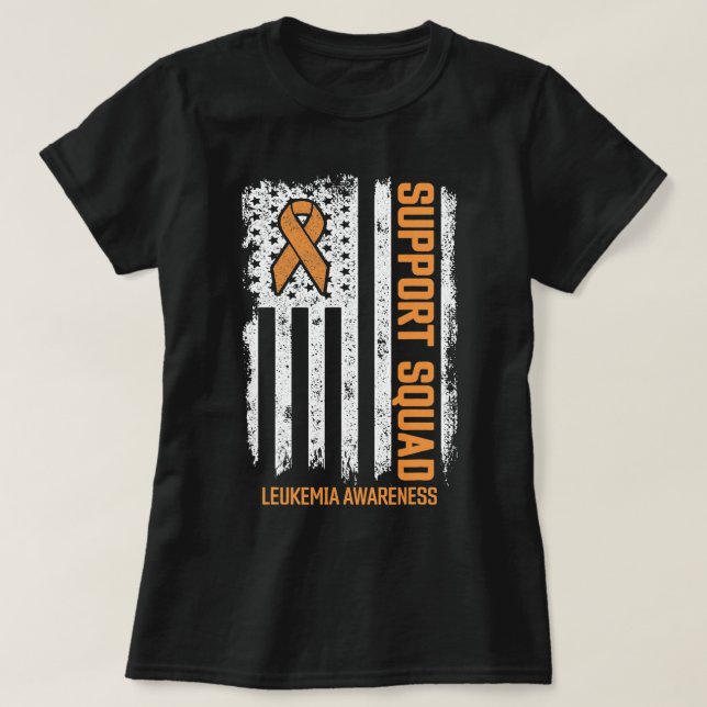 Leukaemia Survivor Flag Support Squad Leukaemia Ca T-Shirt (Design Front)