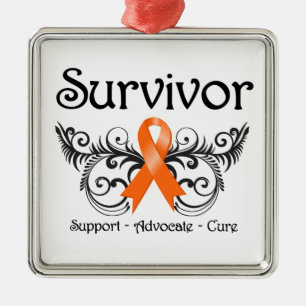 Leukaemia Survivor Floral Deco Metal Ornament