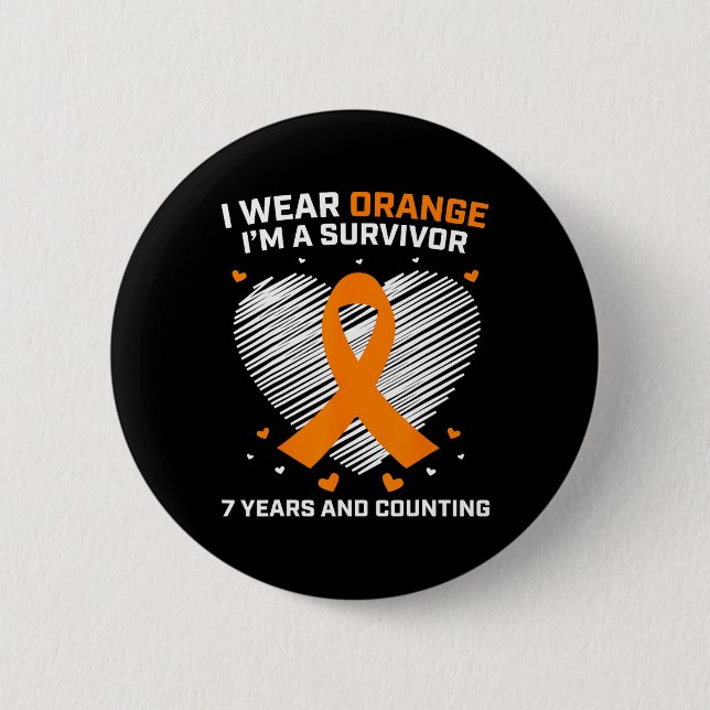 Leukaemia Survivor Gifts 7 Years Cancer Free Aware 2 Inch Round Button (Front)