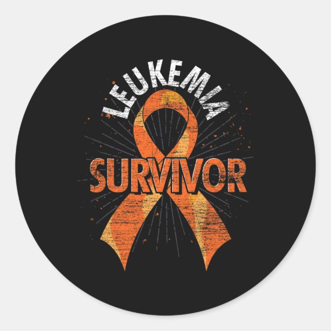 Leukaemia Survivor Orange Ribbon Cancer Leukaemia  Classic Round Sticker (Front)