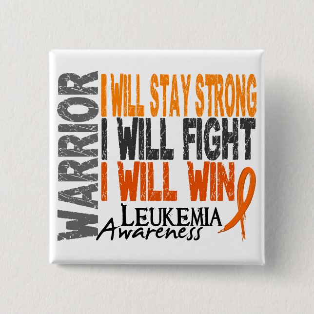 Leukaemia Warrior 2 Inch Square Button (Front)