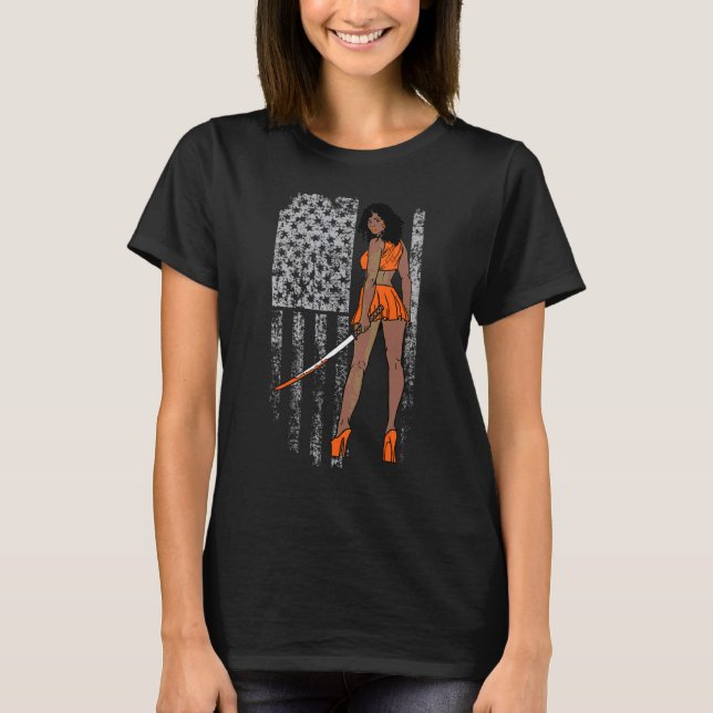 Leukaemia Warrior Awareness Usa American Flag Fait T-Shirt (Front)