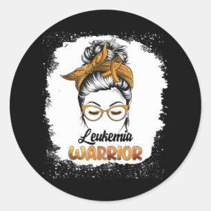 Leukaemia Warrior Bleached Messy Bun Survivor Beli Classic Round Sticker