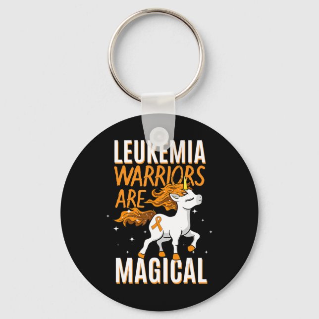 Leukaemia Warrior Magical Unicorn Orange Ribbon He Keychain (Front)