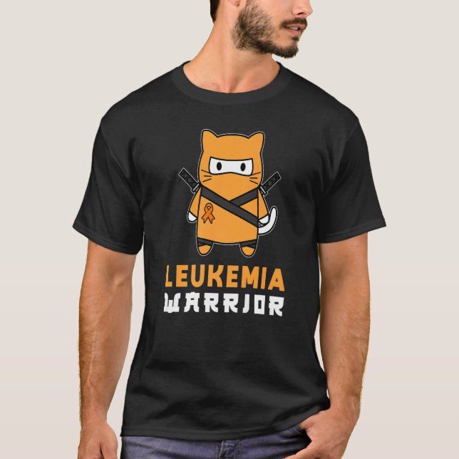 Leukaemia Warrior Ninja Cat T-Shirt (Front)