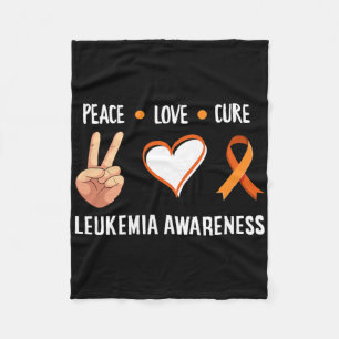 Leukaemia Warrior Peace Love Cure Leukaemia Cancer Fleece Blanket
