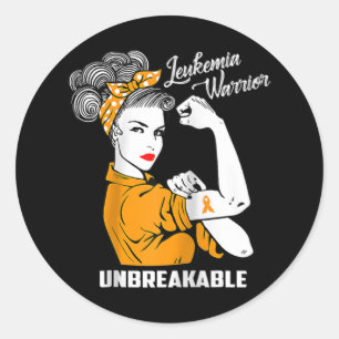 Leukaemia Warrior Unbreakable Awareness Gift Tee Classic Round Sticker
