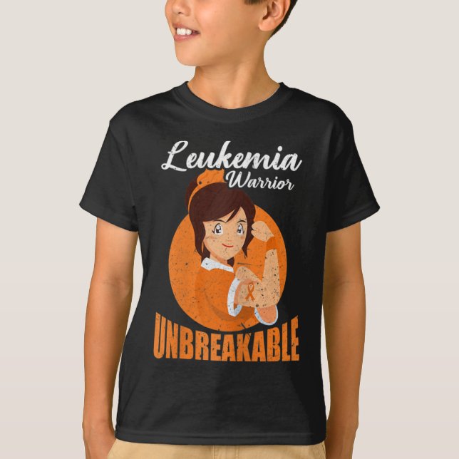 Leukaemia Warrior Unbreakable Blood Cancer Awarene T-Shirt (Front)
