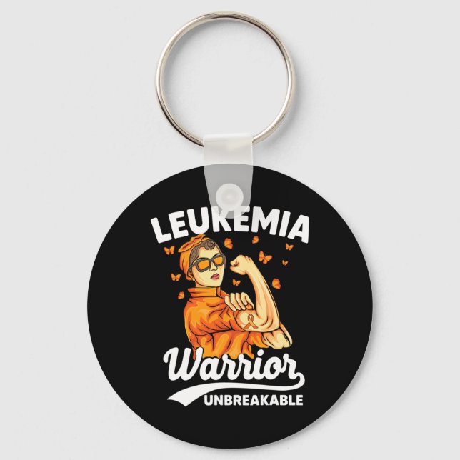Leukaemia Warrior Unbreakable Support Leukaemia Aw Keychain (Front)