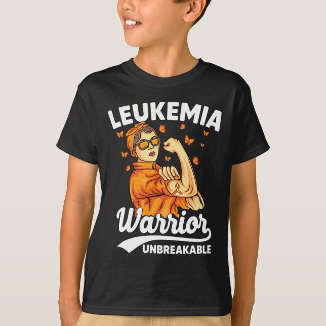 Leukaemia Warrior Unbreakable Support Leukaemia Aw T-Shirt (Front)