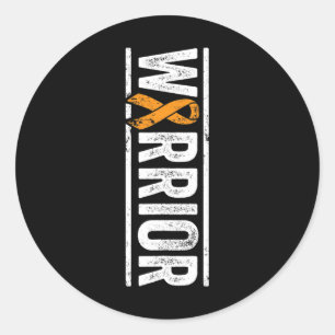 Leukaemia Warrior - Vertical Orange Cancer Awarene Classic Round Sticker