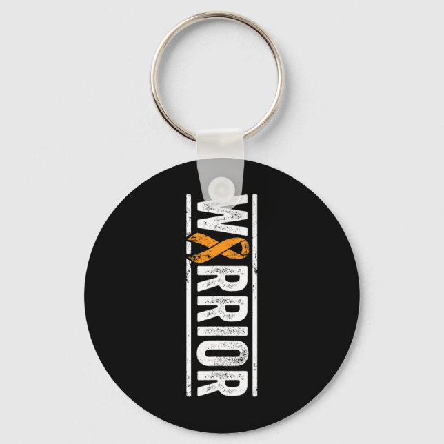 Leukaemia Warrior - Vertical Orange Cancer Awarene Keychain (Front)