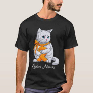 Leukemia Awareness Month Orange Ribbon Cat T-Shirt