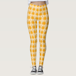 Leukemia Awareness Plaid Orange Ribbon Leggings