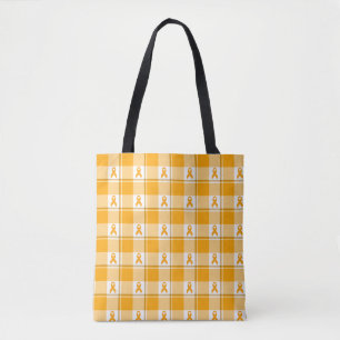 Leukemia Awareness Plaid Orange Ribbon Tote Bag