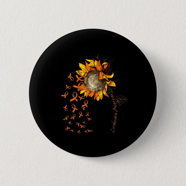 LEUKEMIA Awareness Sunflower  2 Inch Round Button (Front)