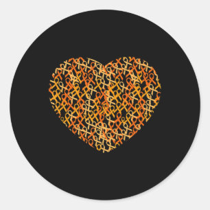 Leukemia Awareness Support Orange Ribbon Heart Classic Round Sticker