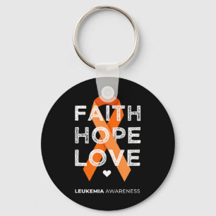 Leukemia Faith Hope Love Orange Ribbon Leukemia Aw Keychain