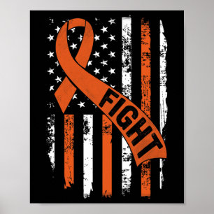 Leukemia Ribbon Fight American Flag Leukemia Aware Poster
