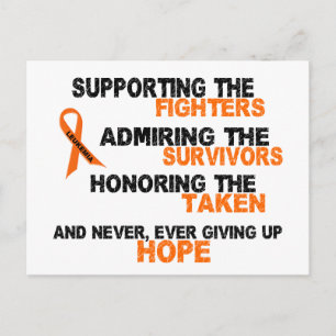 LEUKEMIA Supporting Admiring Honouring 3 Postcard