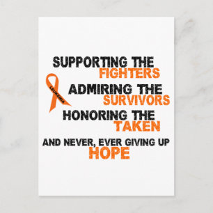 LEUKEMIA Supporting Admiring Honouring 3 Postcard