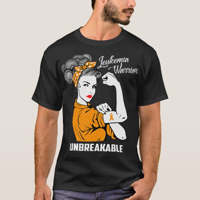 Leukemia Warrior Unbreakable Awareness Gift T-Shirt (Front)