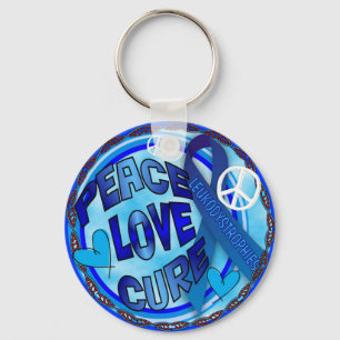 Leukodystrophy AWARENESS PEACE LOVE CURE Keychain