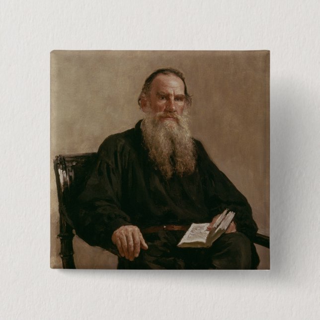 Lev Tolstoy  1887 2 Inch Square Button (Front)