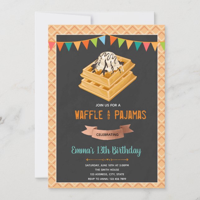 Levée de gaufre et invitation d'anniversaire brill (Devant)