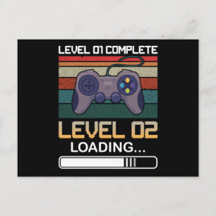 Level 01 Complete Level 02 Birthday Video Game Postcard