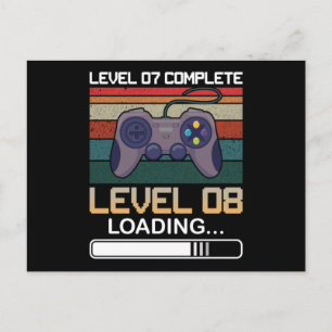 Level 07 Complete Level 08 Birthday Video Game Postcard
