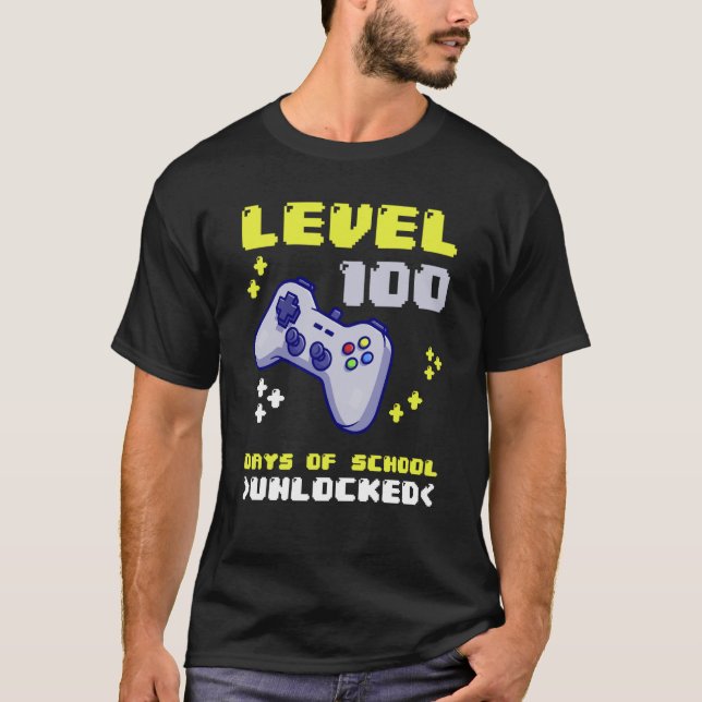Level 100100 Days Of School Console T-Shirt (Front)